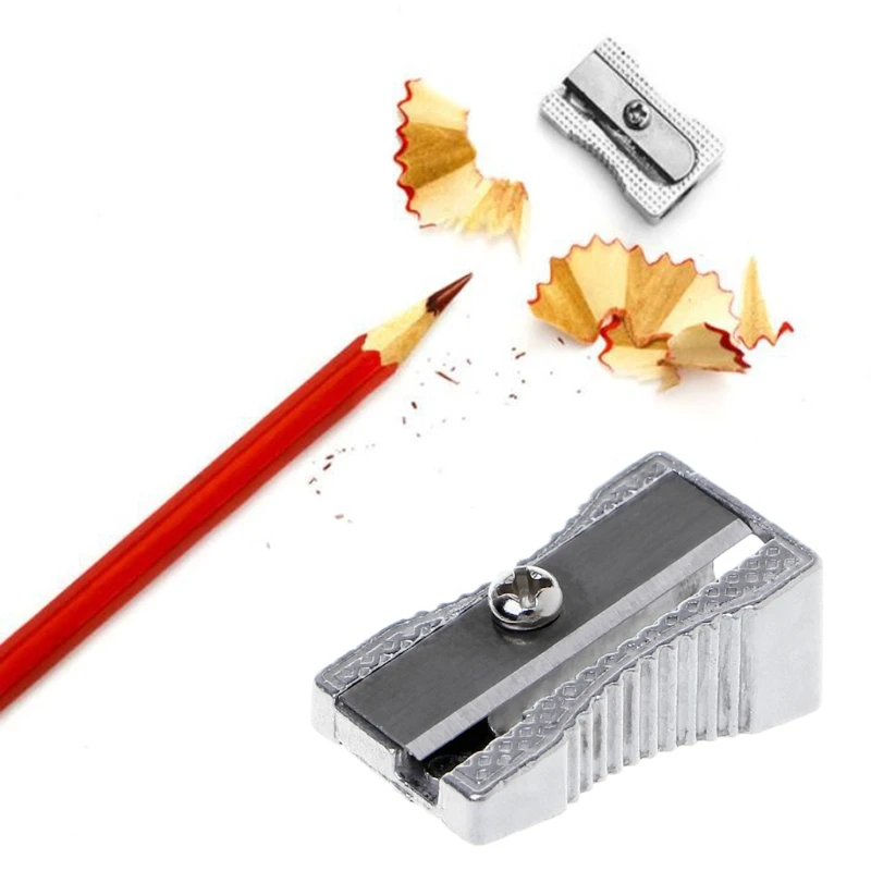 Металлическая скошенная точилка для карандашей с одним отверстием школьная