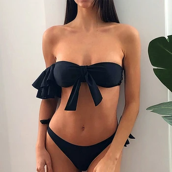 Sexy bandeau bikini 2020 Black swimsuit women One shoulder swimwear female Knot bathing suit Brazilian bathers biquini Mujer
Sexy bandeau bikini 2020 Black swimsuit women One shoulder swimwear female Knot bathing suit Brazilian bathers biquini Mujer
