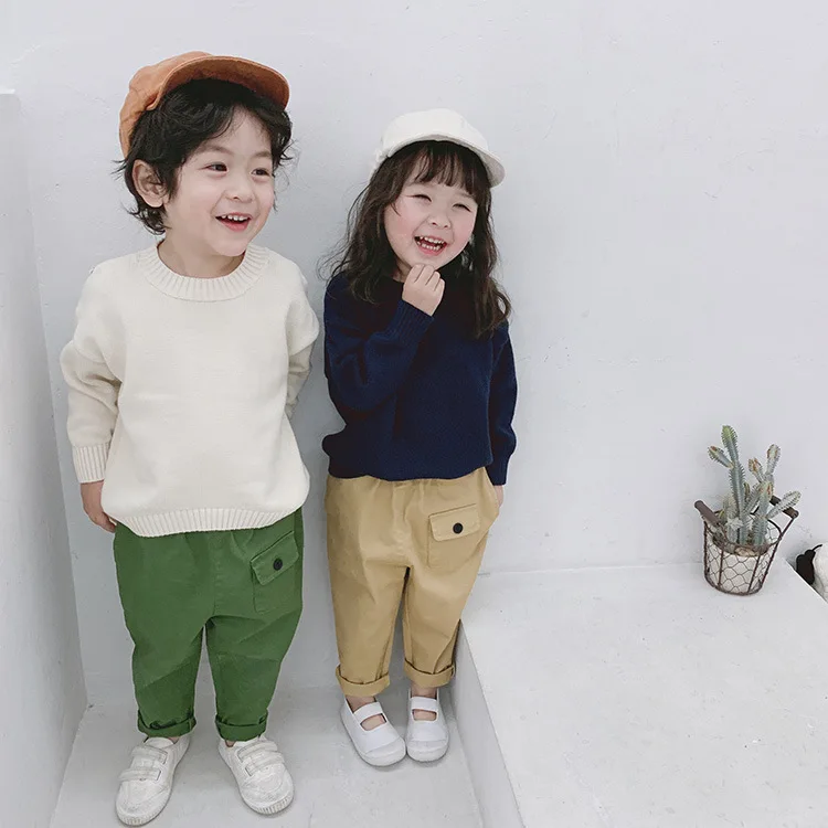 2019 Spring Childrenswear Kids' Sweater Korean-style BOY'S Pullover Solid Color Sweater Girls Baby Infant Sweater
2019 Spring Childrenswear Kids' Sweater Korean-style BOY'S Pullover Solid Color Sweater Girls Baby Infant Sweater
