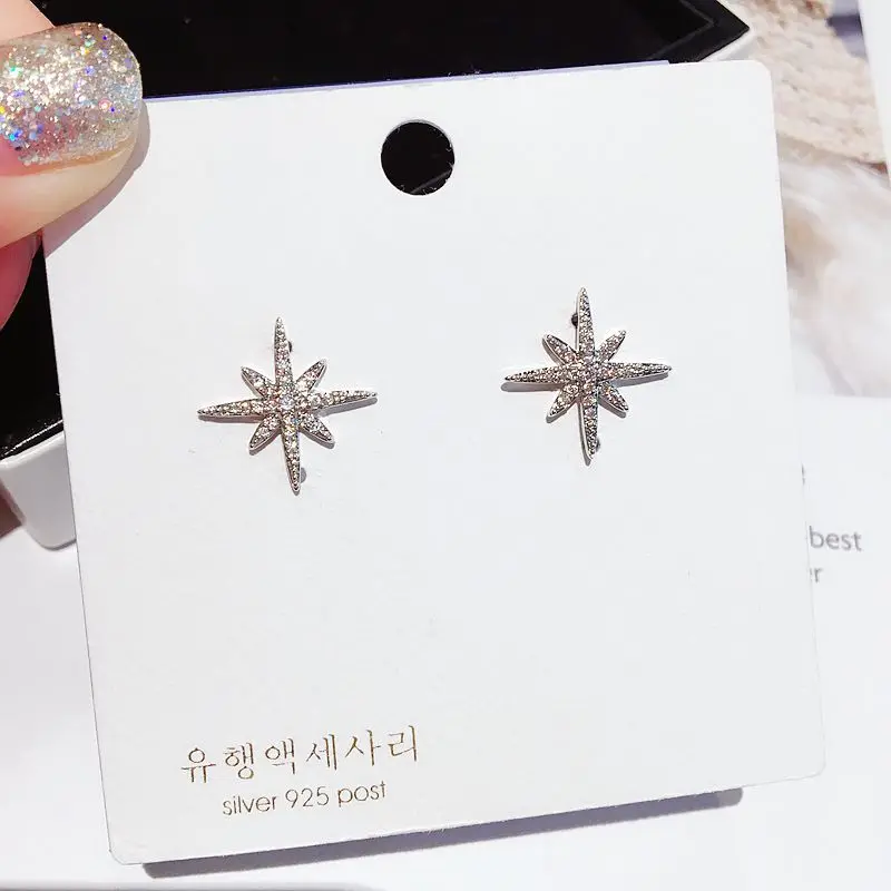 925 Silver Simple Elegant Zircon Micro Pave Star Shaped Eight-Pointed Star Ear Stud Korean-style Earrings Hot Sales
925 Silver Simple Elegant Zircon Micro Pave Star Shaped Eight-Pointed Star Ear Stud Korean-style Earrings Hot Sales