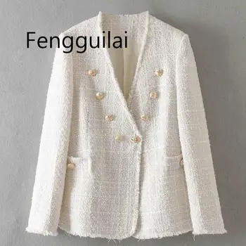 2020 FENGGUILAI Women Elegant White Coat Double Breasted V Neck Buttons Jacket Office Wear Female Casual Outwear Top Blusas
2020 FENGGUILAI Women Elegant White Coat Double Breasted V Neck Buttons Jacket Office Wear Female Casual Outwear Top Blusas