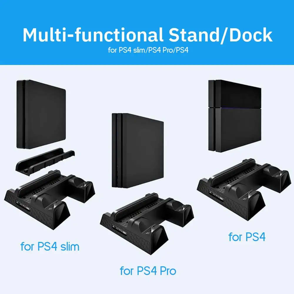 PS4/PS4 Slim/PS4 Pro Dual Controller Charger Console Vertical Cooling Stand Charging Station LED Fan For PS4
PS4/PS4 Slim/PS4 Pro Dual Controller Charger Console Vertical Cooling Stand Charging Station LED Fan For PS4