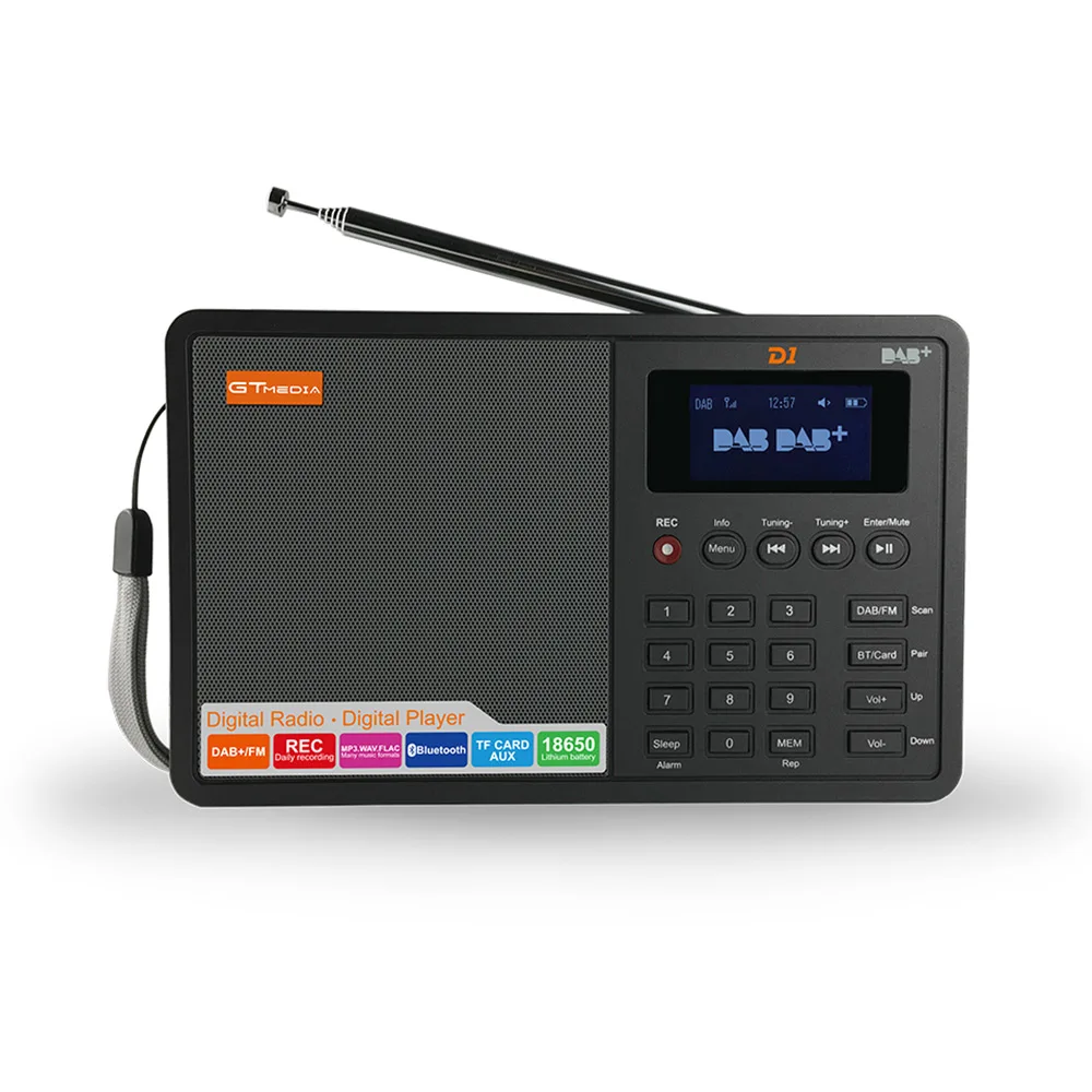 GTMEDIA D1 DAB+ FM (RDS) digital radio stereo Multi Band Radio 1.8" LCD Display Alarm Clock 18650 Lithium Rechargeable Battey
GTMEDIA D1 DAB+ FM (RDS) digital radio stereo Multi Band Radio 1.8" LCD Display Alarm Clock 18650 Lithium Rechargeable Battey