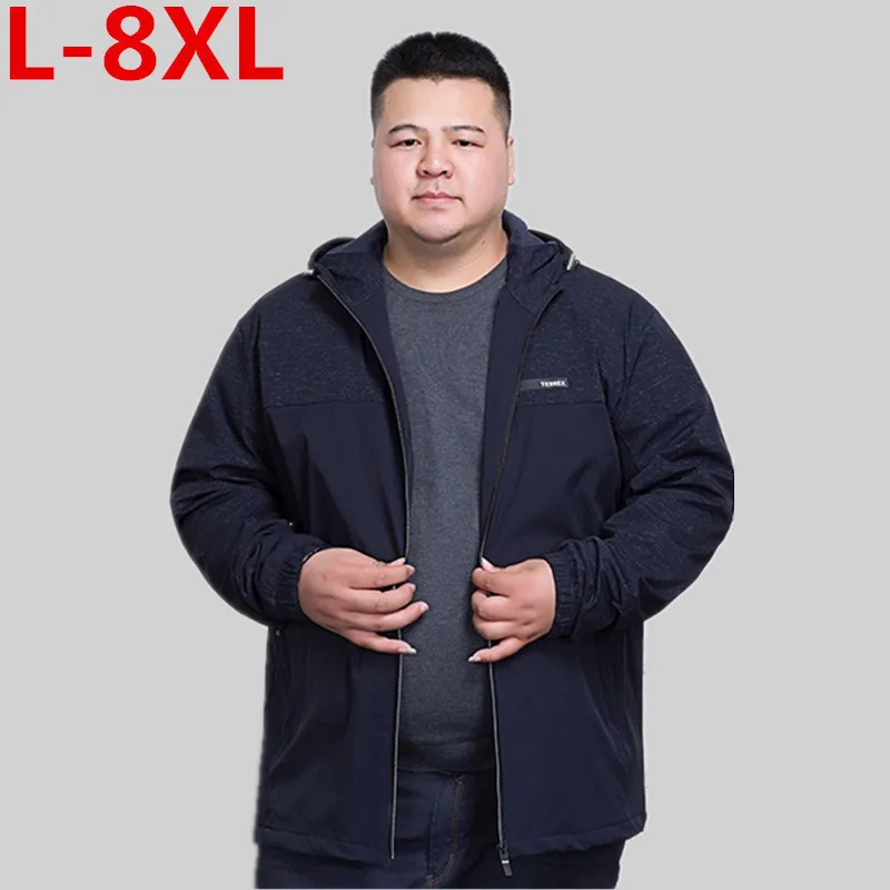 Размера плюс 8XL лоскутное Цвет блок пуловер куртка с капюшоном Осенняя верхняя