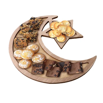 Wood craft ramadan ornaments laser cut moon star wooden tray for eid dessert decoration
Wood craft ramadan ornaments laser cut moon star wooden tray for eid dessert decoration