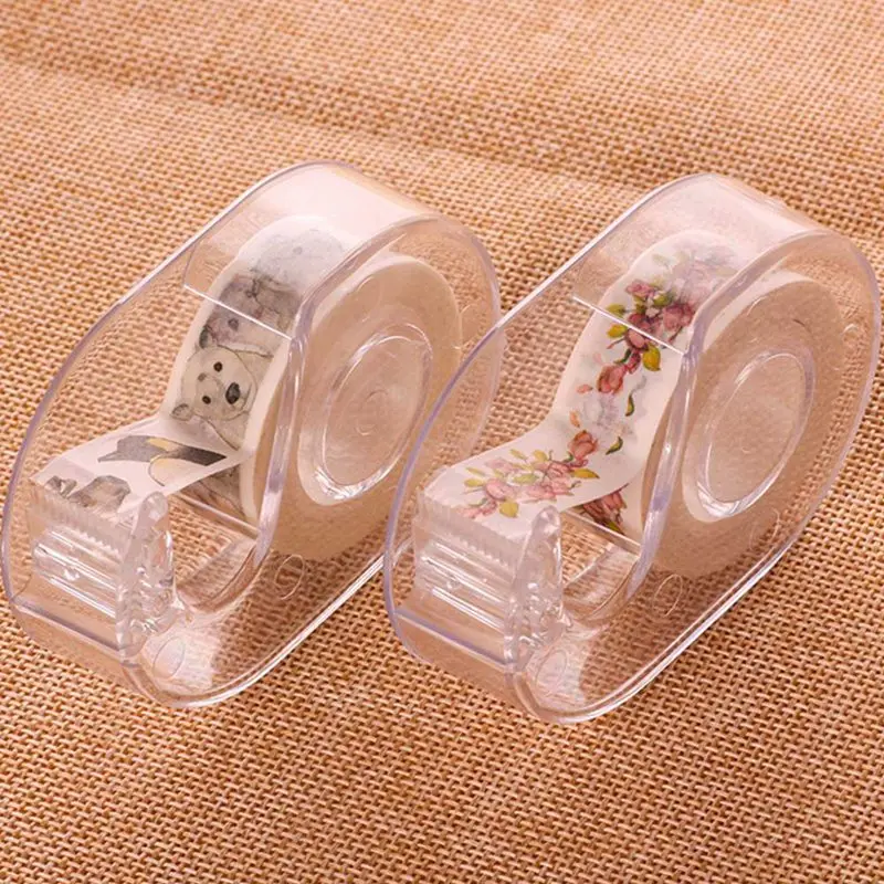 1PC 1.5CM Cute Simple Creative Transparent Adhesive Tape Dispenser Office Desktop Paper Washi Tape Holder With Tape Cutter
1PC 1.5CM Cute Simple Creative Transparent Adhesive Tape Dispenser Office Desktop Paper Washi Tape Holder With Tape Cutter