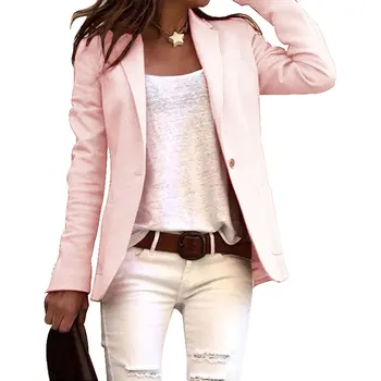 

Women Elegant Business OL Coat Slim Suit Solid Color Long Sleeve Jackets XRQ88