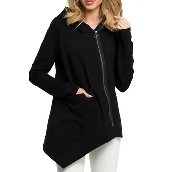 Rosetic Women Irregular Hooded Black Gothic Casual Diagonal Zip Coat Warm Solid Loose Simple Asymmetrical Clothes 2019 Tops 
Rosetic Women Irregular Hooded Black Gothic Casual Diagonal Zip Coat Warm Solid Loose Simple Asymmetrical Clothes 2019 Tops