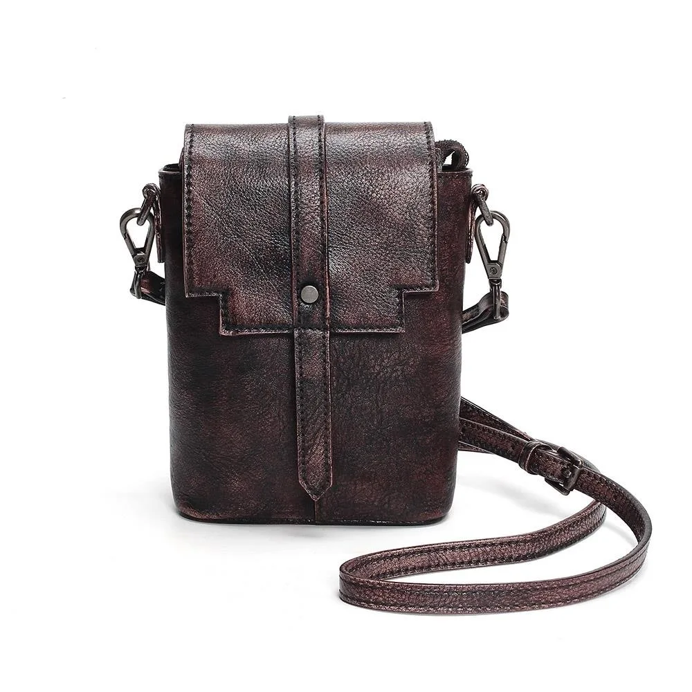 Genuine Leather Bucket WOMEN'S Bag Full-grain Leather Retro Hand-rub Color Large Capacity Hand Oblique WOMEN'S Bag