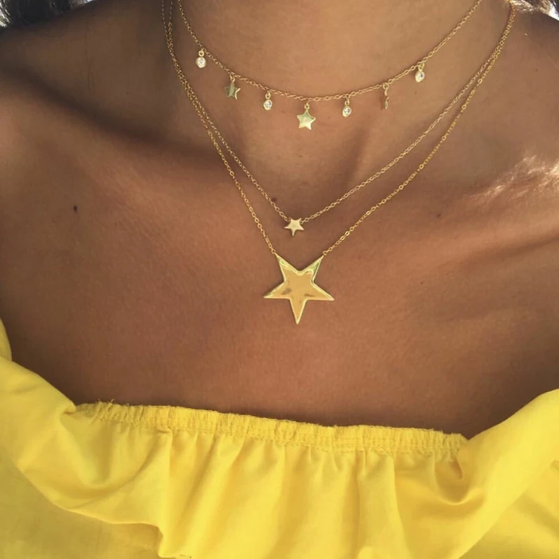 Tocona Boho Golden Color Star Layered Necklace for Women Metal Simple Star Pendant Necklace Statement Jewelry 6725
Tocona Boho Golden Color Star Layered Necklace for Women Metal Simple Star Pendant Necklace Statement Jewelry 6725