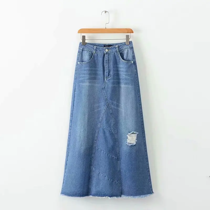 2018 Western Style Spring And Summer New Style Women's Fashion High-waisted Joint Denim Skirt A- line Long Skirts
2018 Western Style Spring And Summer New Style Women's Fashion High-waisted Joint Denim Skirt A- line Long Skirts