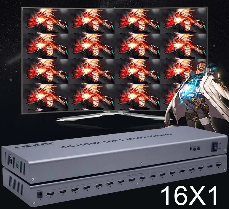 4K HDMI 16x1 Quad Multi-viewer Switcher 16 In 1 Out Seamless Switch Multi Viewer Picture Screen Divider HDTV Display Converter
4K HDMI 16x1 Quad Multi-viewer Switcher 16 In 1 Out Seamless Switch Multi Viewer Picture Screen Divider HDTV Display Converter