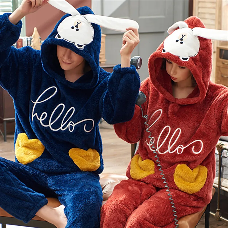 Couple plush pajamas set 2019 Flannel Winter Thicker Hooded Men women Pyjama Set Long Pants Animal Cartoon Printed Pijamas suit
Couple plush pajamas set 2019 Flannel Winter Thicker Hooded Men women Pyjama Set Long Pants Animal Cartoon Printed Pijamas suit