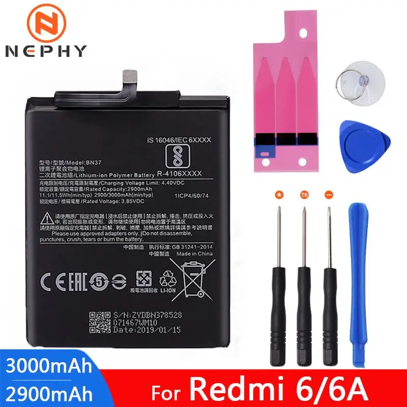 Original BN37 Replace Mobile Phone Battery For Xiaomi Redmi 6 6A Hongmi 6A Batteries Internal Genuine Accumulator Bateria Tools
Original BN37 Replace Mobile Phone Battery For Xiaomi Redmi 6 6A Hongmi 6A Batteries Internal Genuine Accumulator Bateria Tools