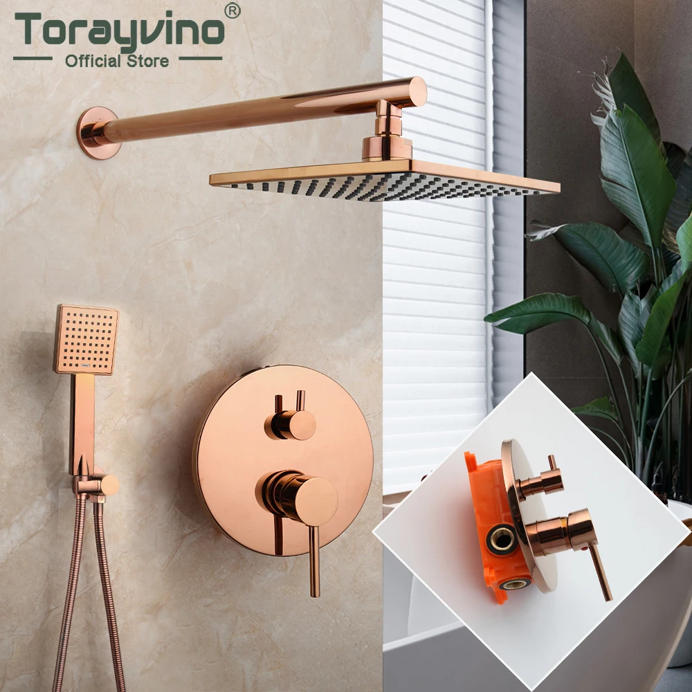 Torayvino 8 inch Rainfall Rose Gold Bathroom Shower Faucet Set Wall Mounted With Hand Shower Rotate Bath Spout Mixer Water Tap
Torayvino 8 inch Rainfall Rose Gold Bathroom Shower Faucet Set Wall Mounted With Hand Shower Rotate Bath Spout Mixer Water Tap