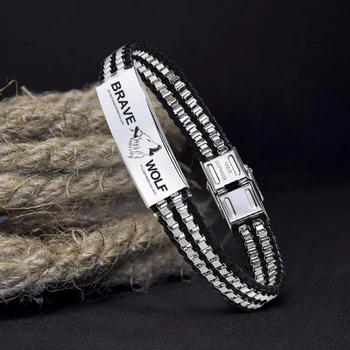 ID BRACELET ENGRAVED BRAVE WOLF FOR MEN BRACELETS IN STAINLESS STEEL PERSONALIZED ENGRAVING MALE JEWELRY
ID BRACELET ENGRAVED BRAVE WOLF FOR MEN BRACELETS IN STAINLESS STEEL PERSONALIZED ENGRAVING MALE JEWELRY