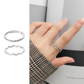 Mocanie New 925 Sterling Silver 2 Style Ring Stackable Geometric Twist and Wave Line Opening Slim Ring for Women Fine Jewelry
Mocanie New 925 Sterling Silver 2 Style Ring Stackable Geometric Twist and Wave Line Opening Slim Ring for Women Fine Jewelry