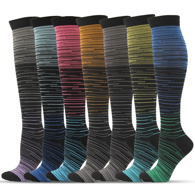 New Compression Stockings Unisex Nylon Fitness Sport Gradient Color Soccer Anti Fatigue Pain Relief Knee Prevent Varicose Veins
New Compression Stockings Unisex Nylon Fitness Sport Gradient Color Soccer Anti Fatigue Pain Relief Knee Prevent Varicose Veins