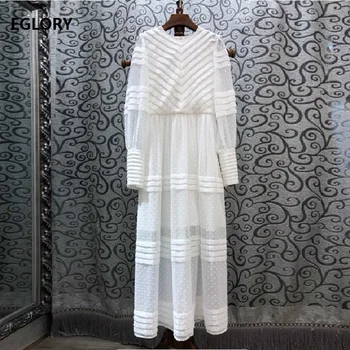 White Long Dress 2019 Autumn Style Women O-Neck Polka Dot Striped Patterns Long Sleeve Cotton Long Maxi Dress for Party Ladies 
White Long Dress 2019 Autumn Style Women O-Neck Polka Dot Striped Patterns Long Sleeve Cotton Long Maxi Dress for Party Ladies