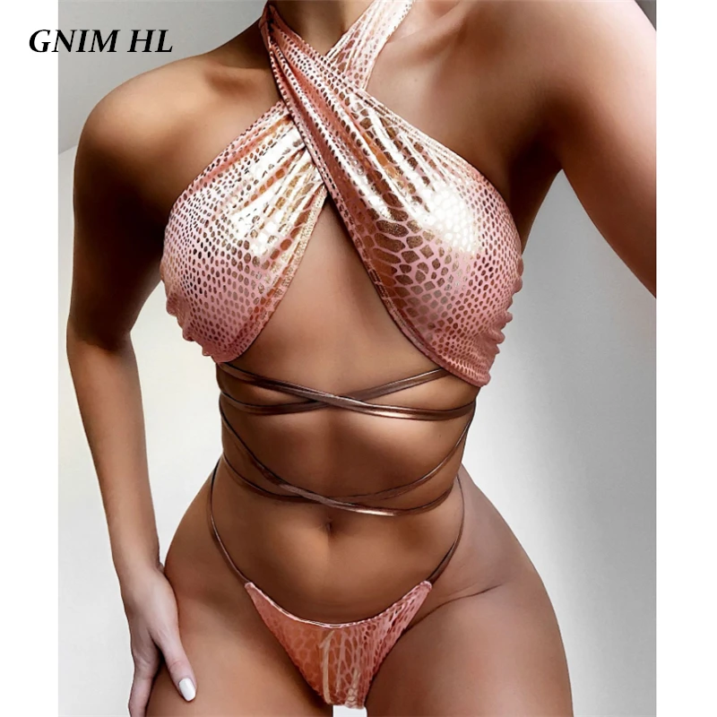 Bandage Bikini Mujer 2020 Sexy Shiny Swimwear Women Two Pieces Brazilian Swimsuit Biquini Set Backless Cross Neck Bathing Suit
Bandage Bikini Mujer 2020 Sexy Shiny Swimwear Women Two Pieces Brazilian Swimsuit Biquini Set Backless Cross Neck Bathing Suit
