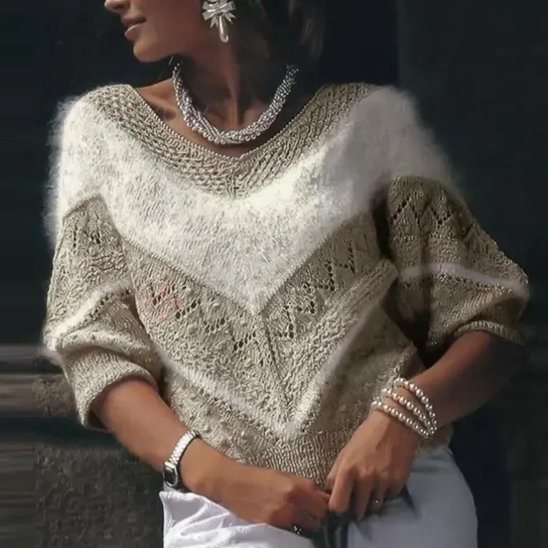 Новинка весенний женский свитер с длинным рукавом и О-образным вырезом