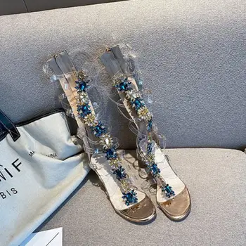 Rhinestone Sandals Women 2020 Summer New Bohemian Crystal Heeled High-Top Sandals Tourist Long Roman Shoes 
Rhinestone Sandals Women 2020 Summer New Bohemian Crystal Heeled High-Top Sandals Tourist Long Roman Shoes