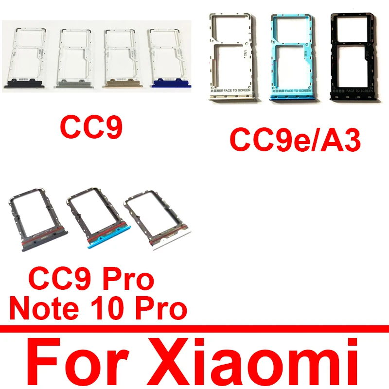 

SIM Card Tray Holder For Xiaomi Mi Note 10 CC9E A3 CC9 9 Lite Pro Sim Reader Card Slot Adapter Replacement Repair Parts
