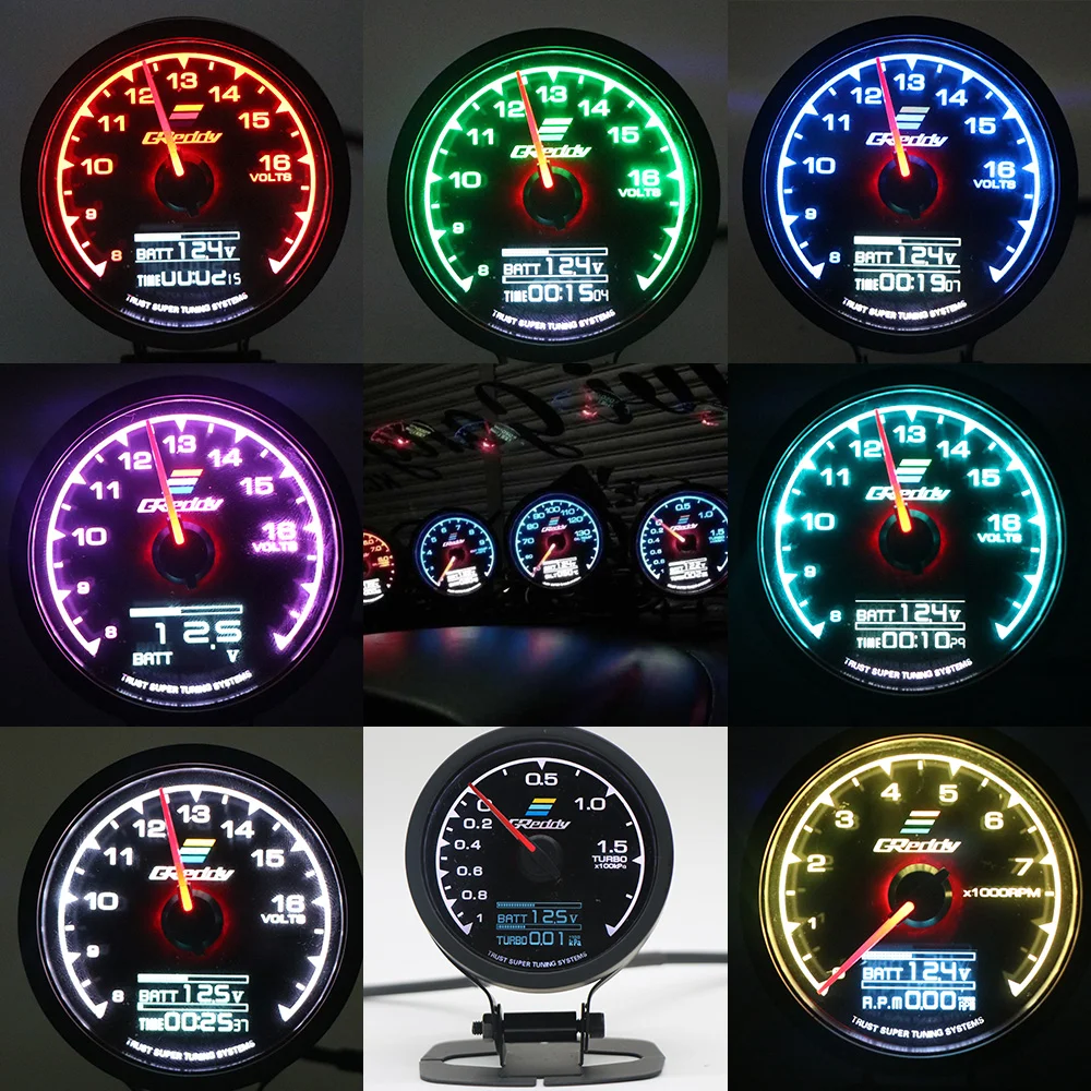 62mm 7 Color in 1 Racing Gauge GReddi Multi D/A LCD Digital Display Turbo Boost Gauge Car Gauge 2.5 Inch
62mm 7 Color in 1 Racing Gauge GReddi Multi D/A LCD Digital Display Turbo Boost Gauge Car Gauge 2.5 Inch