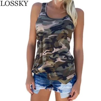 

Women Summer Tee Camo Army Green Casual Tank Tops Casual Sleeveless Basic Girl T-shirt Vest Wholesale Camouflage Tanks Plus Size