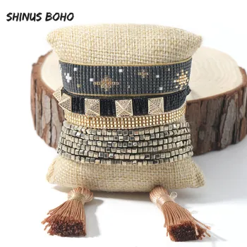 Gray Star Miyuki Beads Bracelet For Women Men With 6 Line Strand Charm Bracelets pulseras Rivet Bileklik Jewellery Wholesale
Gray Star Miyuki Beads Bracelet For Women Men With 6 Line Strand Charm Bracelets pulseras Rivet Bileklik Jewellery Wholesale