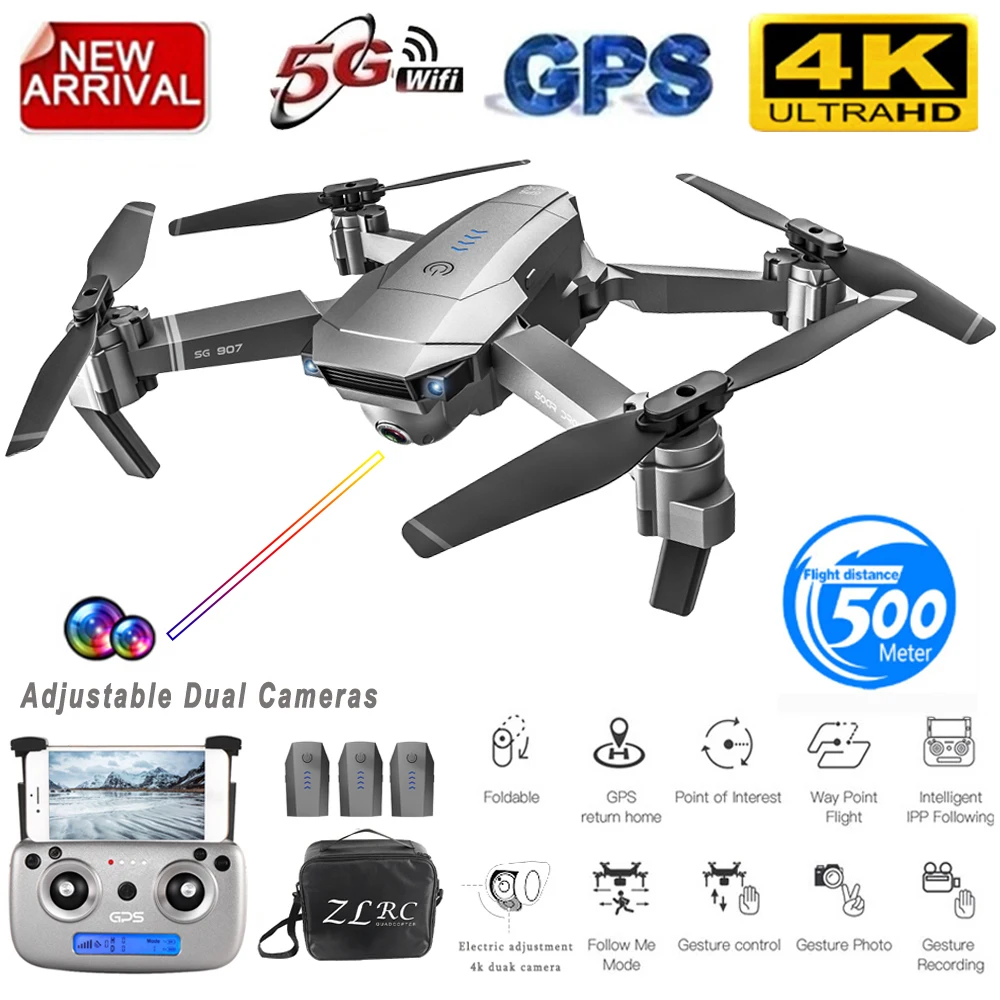 GOOLRC SG907 GPS Дрон с камерой 4K Wi-Fi RC Quadcopter оптический поток складной мини-Дрон 1080P HD