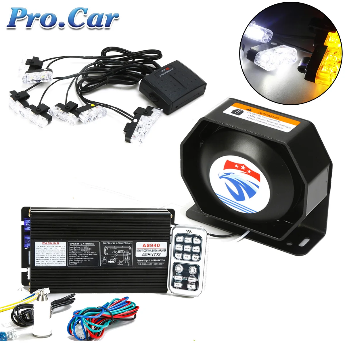 400W Police Siren with Volume Wireles PA System for Car Plug to Work Wirings 15+ Tones for Firetruck Engineer Vehicles DC 12V
400W Police Siren with Volume Wireles PA System for Car Plug to Work Wirings 15+ Tones for Firetruck Engineer Vehicles DC 12V