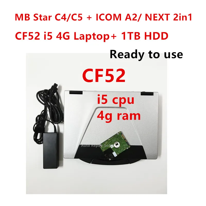 

For Panasonic CF-52 with 1TB HDD mb star c4 c5 bmw icom a2 next software 2in1 in Military Toughbook cf52 ram 4g I5 cpu ready use