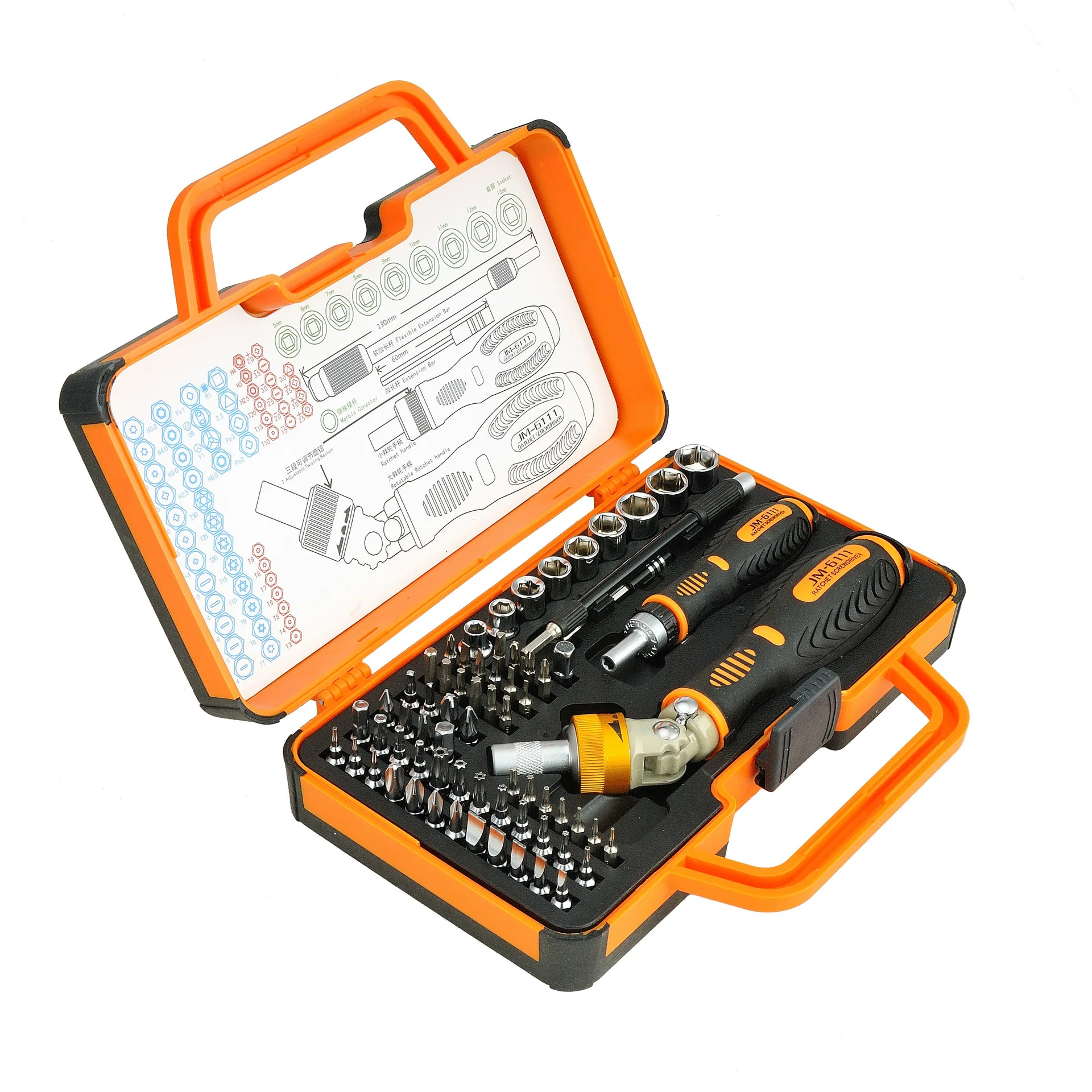 JAKEMY6111 Hand And Drop Tool Box Ratchet Wheel Effortless 69-in-1 Hardware Tools Combination Screwdriver Set
JAKEMY6111 Hand And Drop Tool Box Ratchet Wheel Effortless 69-in-1 Hardware Tools Combination Screwdriver Set