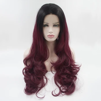 Ombre Black Roots To Red Body Wave Synthetic Lace Front Wig Heat Resistant Fiber Free Part Natual Hairline For Women Wig 
Ombre Black Roots To Red Body Wave Synthetic Lace Front Wig Heat Resistant Fiber Free Part Natual Hairline For Women Wig