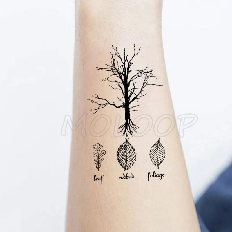 Waterproof Temporary Tattoo Stickers Withered Tree Leaves Small Size Tatto Flash Tatoo Fake Tattoos for Man Girl Women | Красота и