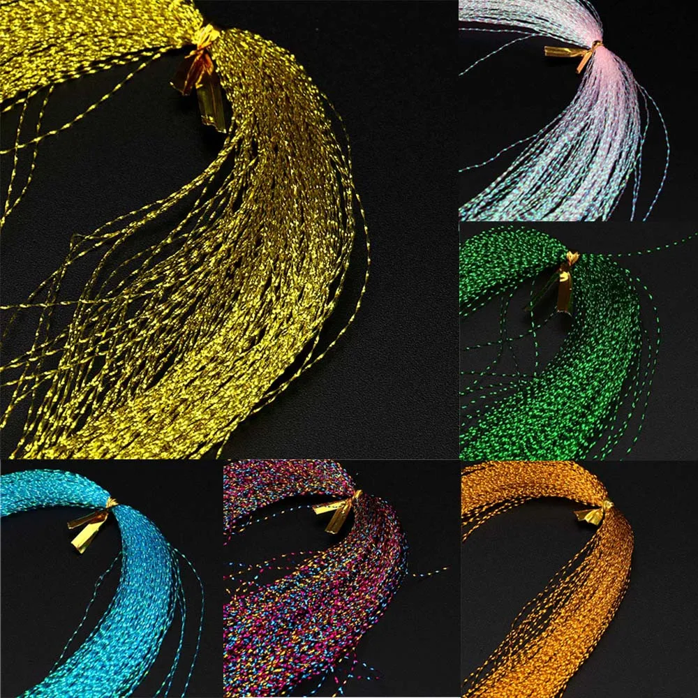 

Multicolored Silk Bait Line Binding Hook Crystal Flash Fly Tying Material Holographic Fishing Lure Tying Making 100Pcs
