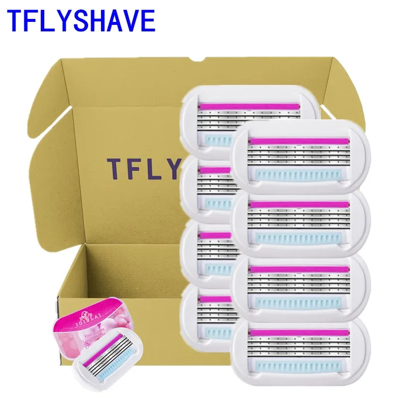 

TFLYSHAVE 8PCS Lady Safety Shaving Blades for Women Hair Removal Blade Woman Razor Blades for Shaver Replacement Head Venuse