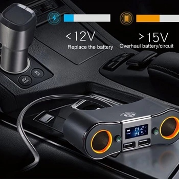 Car Cigarette Lighter Adapters High Power Dual USB Ports 2 Sockets Extension Splitter Car Mobile Phone Charger Digital Display
Car Cigarette Lighter Adapters High Power Dual USB Ports 2 Sockets Extension Splitter Car Mobile Phone Charger Digital Display
