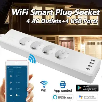 Wireless EU Plug WiFi Smart Plug Socket Outlet Support App Voice Control Timer Switch Work With Alexa 4 X EU Outlets+USB Ports
Wireless EU Plug WiFi Smart Plug Socket Outlet Support App Voice Control Timer Switch Work With Alexa 4 X EU Outlets+USB Ports