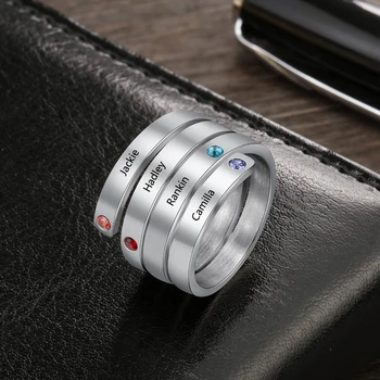 Personalized Spiral Twist Engraved Name Ring BFF Wrap Rings With 4 Birthstones for Women Adjustable Promise Rings for Her
Personalized Spiral Twist Engraved Name Ring BFF Wrap Rings With 4 Birthstones for Women Adjustable Promise Rings for Her