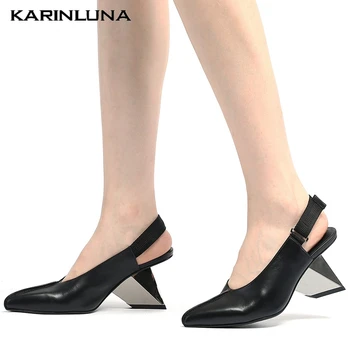 Karinluna Brand New Sexy Luxury Design Strange Heels Genuine Leather Slingback Pointed Toe Party Skin Women Shoes Sandals
Karinluna Brand New Sexy Luxury Design Strange Heels Genuine Leather Slingback Pointed Toe Party Skin Women Shoes Sandals