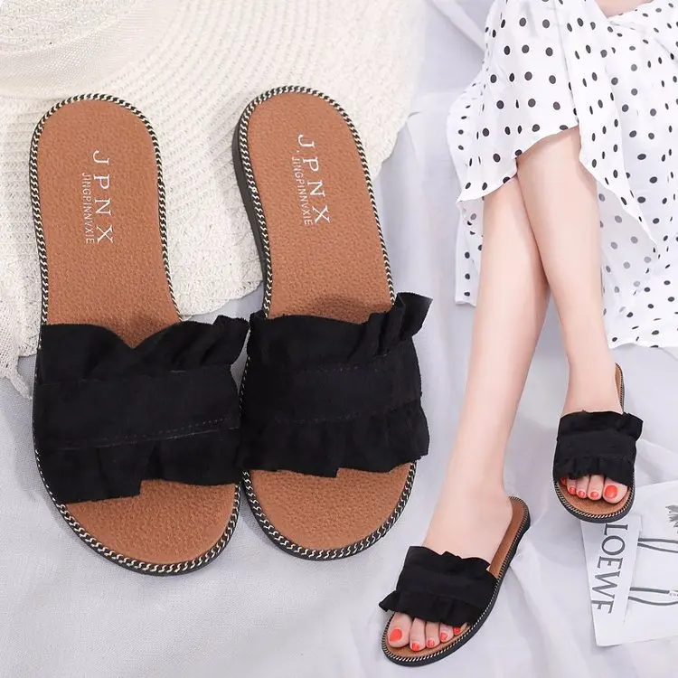 Black Fungus Summer Flowers Edge Korean-style Fashion New Style Women's Cloth Elegant Flat Heel A- line Cloth Women's Slippers
Black Fungus Summer Flowers Edge Korean-style Fashion New Style Women's Cloth Elegant Flat Heel A- line Cloth Women's Slippers