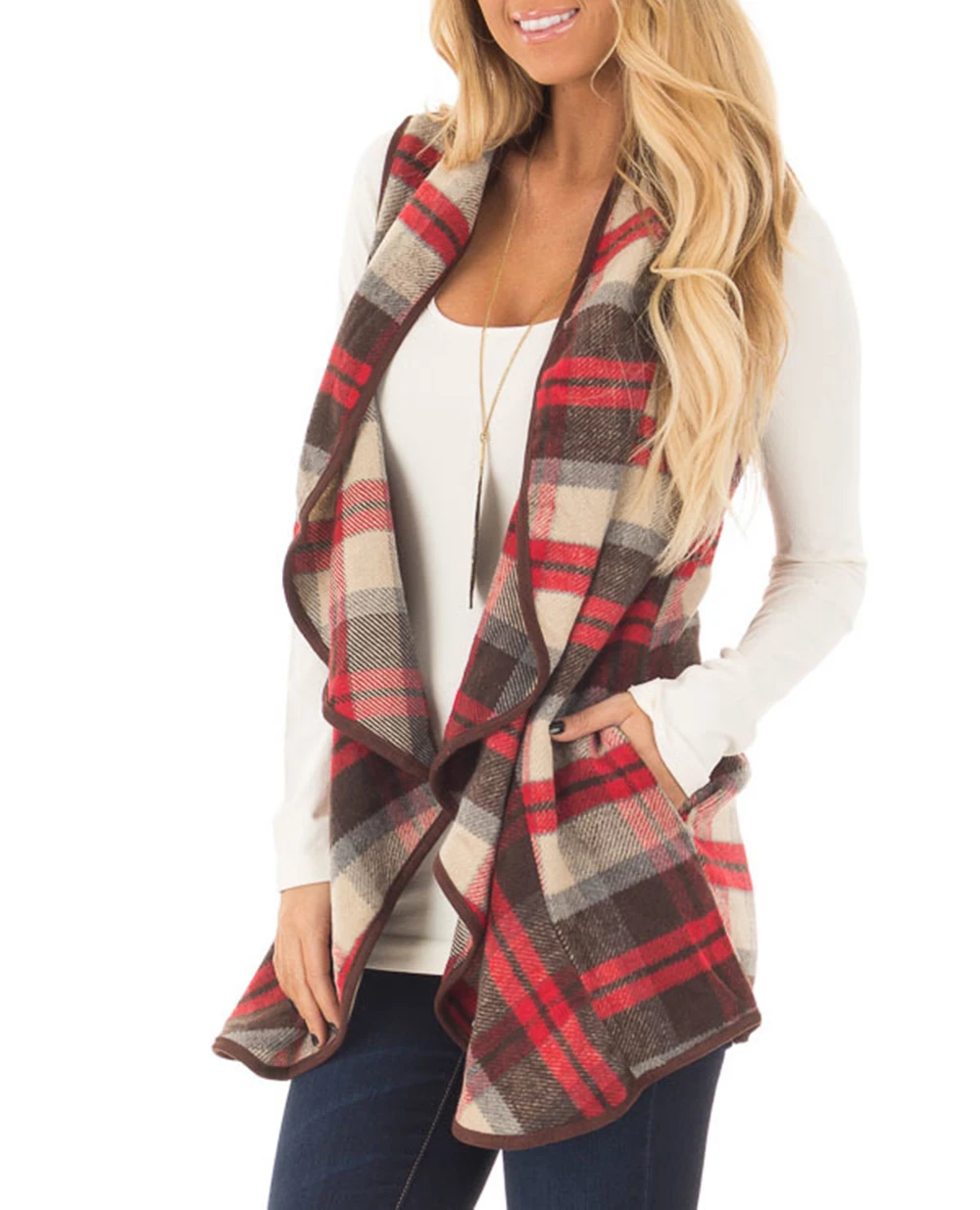Lovelyduo 2020 Womens Vest Sweaters Cardigans Women's Lapel Open Front Sleeveless Plaid Vest Cardigan Sweater Coat with Pockets
Lovelyduo 2020 Womens Vest Sweaters Cardigans Women's Lapel Open Front Sleeveless Plaid Vest Cardigan Sweater Coat with Pockets