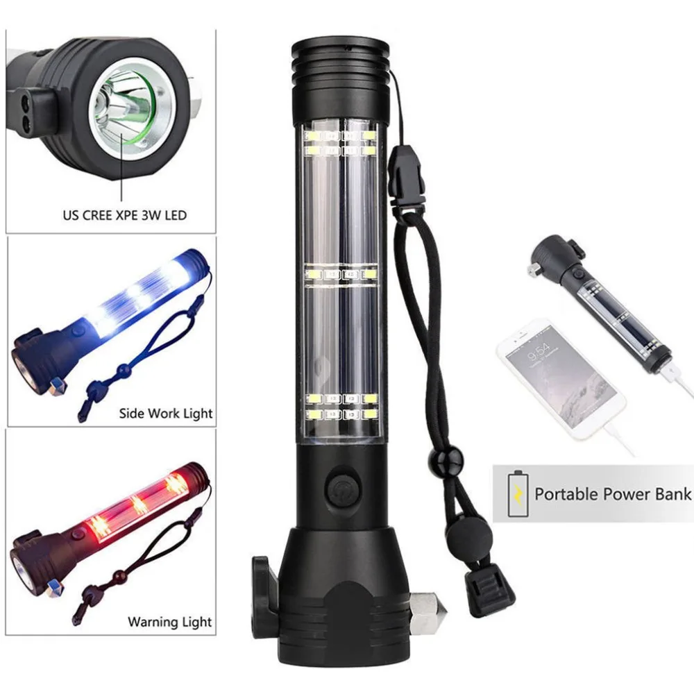 Outdoor Camping Emergency Light Solar Powered LED Flashlight Safety Hammer Torch Light With Power Bank Magnet Survival Tool New
Outdoor Camping Emergency Light Solar Powered LED Flashlight Safety Hammer Torch Light With Power Bank Magnet Survival Tool New