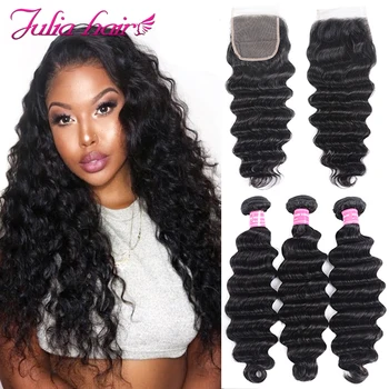 Loose Deep Wave Hair Bundles With Closure Free Part 3 Or 4 Bundles With Closure Remy Peruvian Human Hair Weave with Lace Closure 
Loose Deep Wave Hair Bundles With Closure Free Part 3 Or 4 Bundles With Closure Remy Peruvian Human Hair Weave with Lace Closure