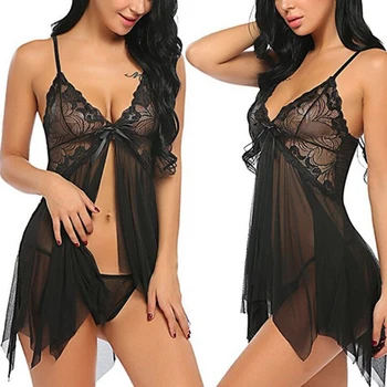 V Neck Lace Visible Mesh Lingerie Babydoll Nightgown With Thong Women Hot Sexy Sleepwear Nightdress Strap Sleepdress New
V Neck Lace Visible Mesh Lingerie Babydoll Nightgown With Thong Women Hot Sexy Sleepwear Nightdress Strap Sleepdress New