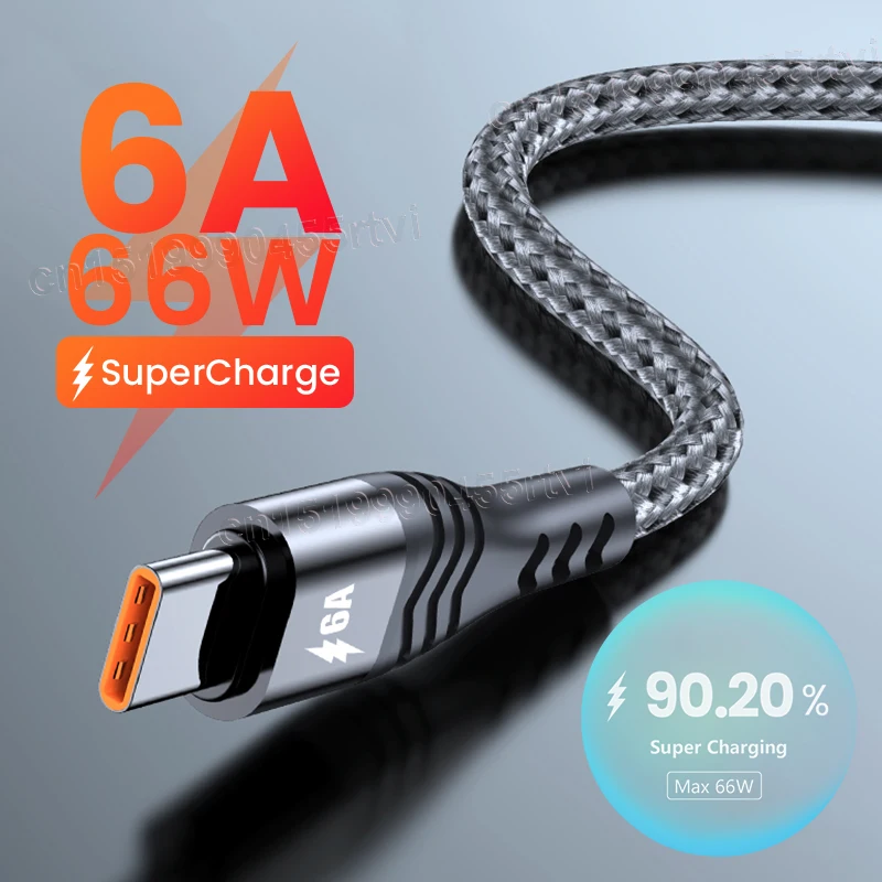 Кабель USB Type-C 6A 66W SCP для Huawei Mate 40 Pro 5A кабель быстрой зарядки C зарядный шнур