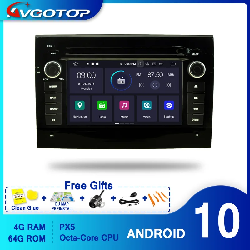 Автомагнитола AVGOTOP Android 10 для FIAT DUCATO 2006 2007 2008 2009 2010 2011 IPS HD экран GPS Автомобильная