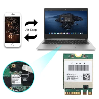 BCM94352/DW1560 Network card 802.11AC BT 4.0 wireless 2.4Ghz/5Ghz Dual-band
BCM94352/DW1560 Network card 802.11AC BT 4.0 wireless 2.4Ghz/5Ghz Dual-band